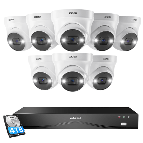 C225 4K 16 Channel PoE Security Camera System + Optional 2-Bay PoE NVR + 4TB Hard Drive
