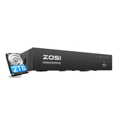 4K 8 Channel Network Video Recorder PoE NVR + 2TB Hard Drive