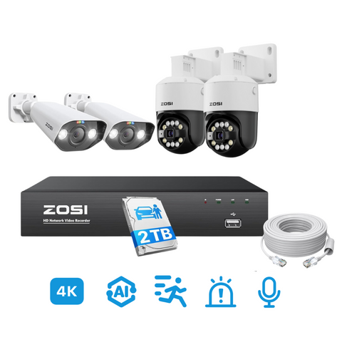 C296/C182 4K 8MP PoE CCTV PTZ Security System + 8CH 4K NVR + 2TB HDD