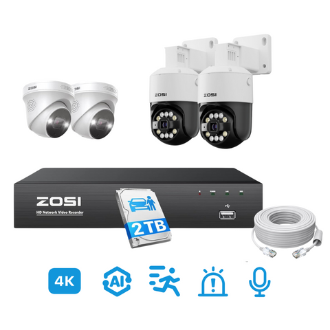 C296/C225 4K 8MP PoE CCTV PTZ Security System + 8CH 4K NVR + 2TB HDD