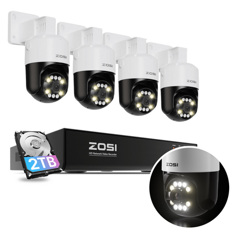 C296B 5MP Pan Tilt Camera System + 4K 8 Channel PoE NVR + 2TB Hard Drive