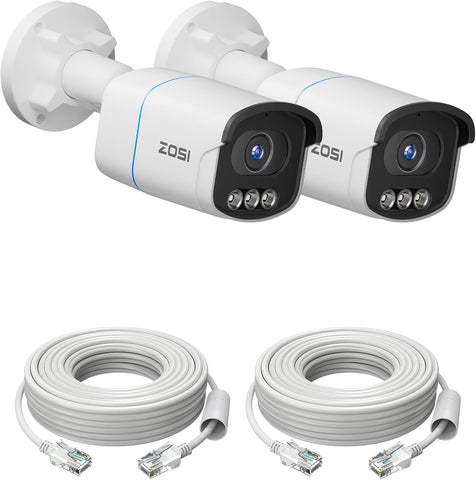 C186 2pack 8MP Full Color Night Vision PoE Camera + 60ft Cables