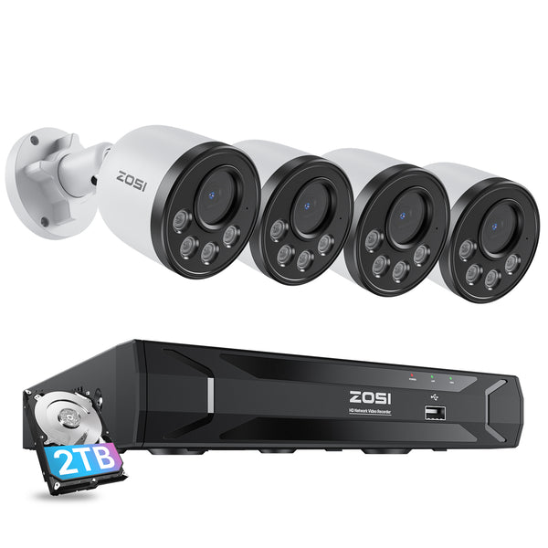 C180 4MP Security System + 5MP 8-Channel PoE NVR + 2TB Hard Drive