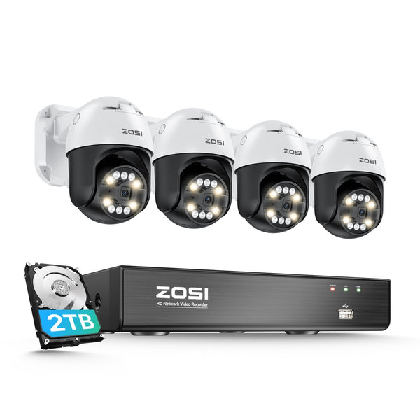 C296 4K Pan Tilt Security System + Up to 8 Cameras + 2TB Hard Drive