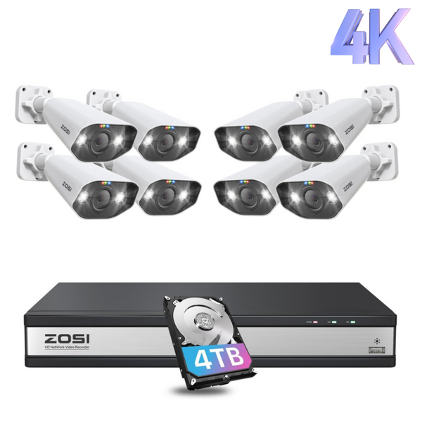C182 4K 16 Channel Security System(32-Camera Capable) + 4TB Hard Drive