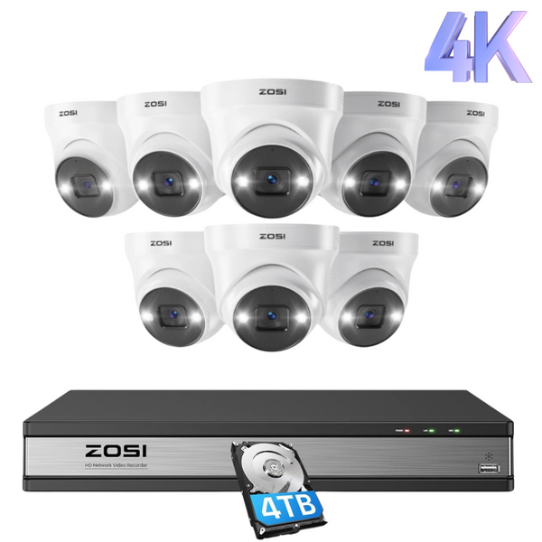 C225 4K 16 Channel PoE Security Camera System + Optional 2-Bay PoE NVR + 4TB Hard Drive