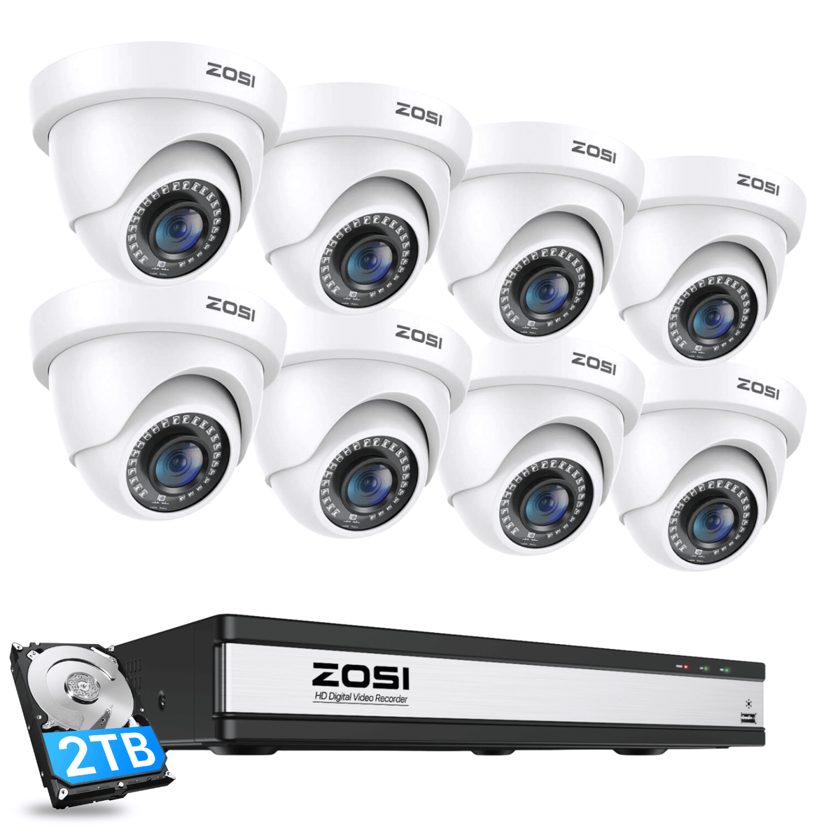C419 1080P HD TVI Security Camera System + 16 Channel DVR Hard Drive