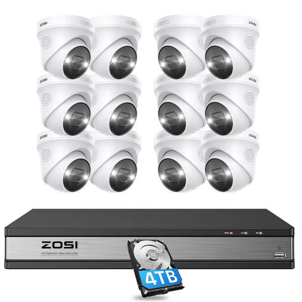 C225 5MP PoE Camera System + 4K 16-Channel PoE NVR + 4TB Hard Drive