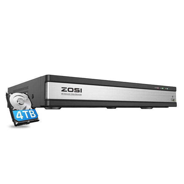 4K 16 Channel Video Recorder PoE NVR + 4TB Hard Drive