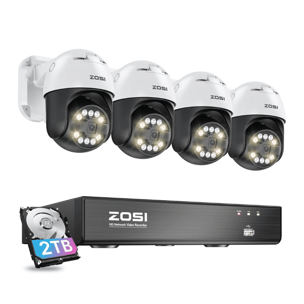 C296 5MP Auto Tracking Camera System + 4K 8-Channel PoE NVR + 2TB Hard Drive