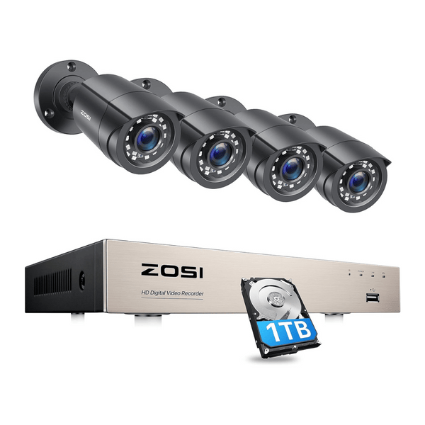C106 1080P CCTV Camera System + Person/Vehicle Detection + Optional 2TB Hard Drive