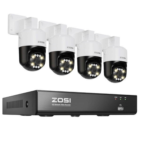 C296B 8MP PTZ Security Cameras + 4K 8 Chanel PoE NVR + 60ft Ethernet cables (No hard drive）