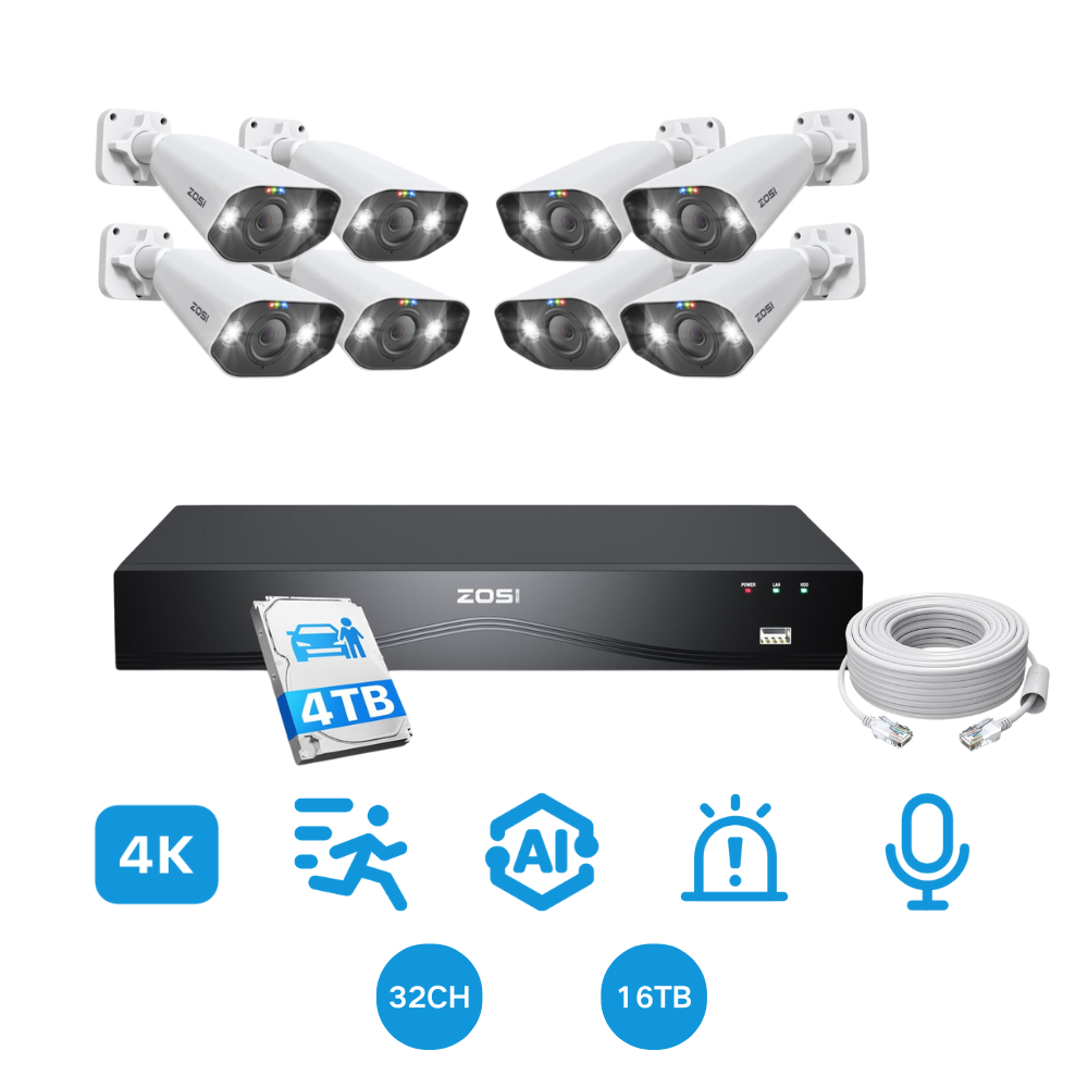 C182 4K 32-Camera Capable CCTV Security System | 16CH NVR 4TB Hard