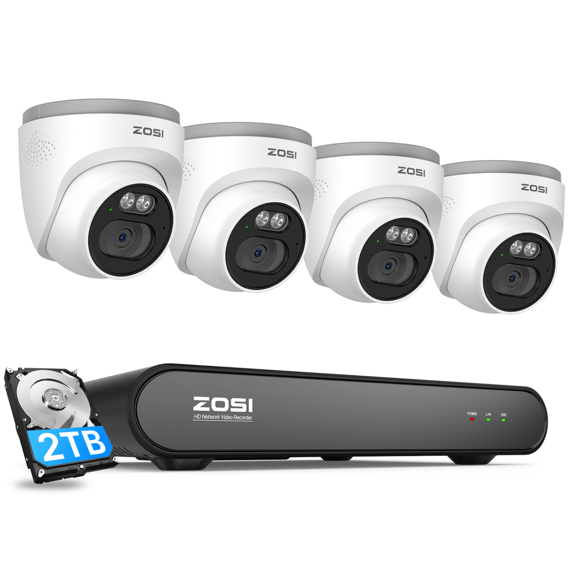 C220 4MP PoE Security Camera System + 5MP 8 Channel PoE NVR Hard Drive