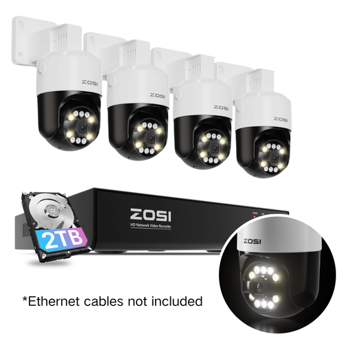 C296B 5MP Pan Tilt Camera System + 4K 8 Channel PoE NVR + 2TB Hard Drive