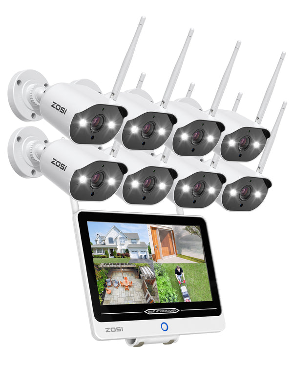 C302 3MP 8-Channel 8-Cam WiFi Security System + 12.5 inch LCD Monitor