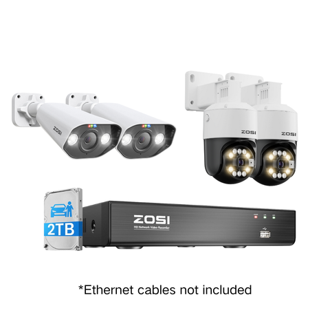 4K 8 Channel PoE NVR(ZR08HN) + 2pack C296B + 2pack C182