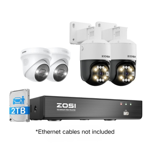 4K 8 Channel PoE NVR(ZR08HN) + 2pack C225 + 2pack C296B