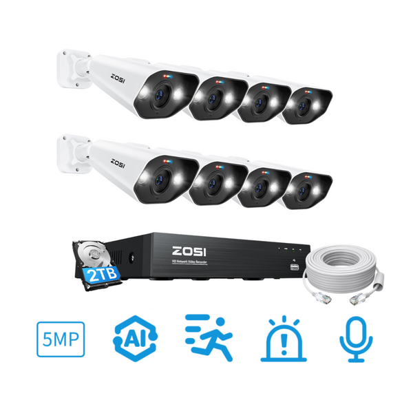 C182 5MP PoE Camera System + 4K 8-Channel PoE NVR + 2TB Hard Drive