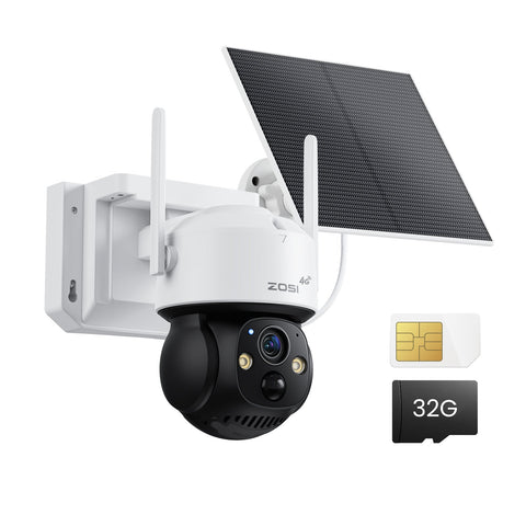 C291 4G LTE 360° View battery solar PT camera + SIM card and 32GB Local Storage