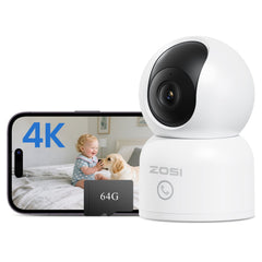 C518 4K 8MP PTZ 2.4GHz/5GHz WiFi Camera + 64GB Card + No Monthly Fee