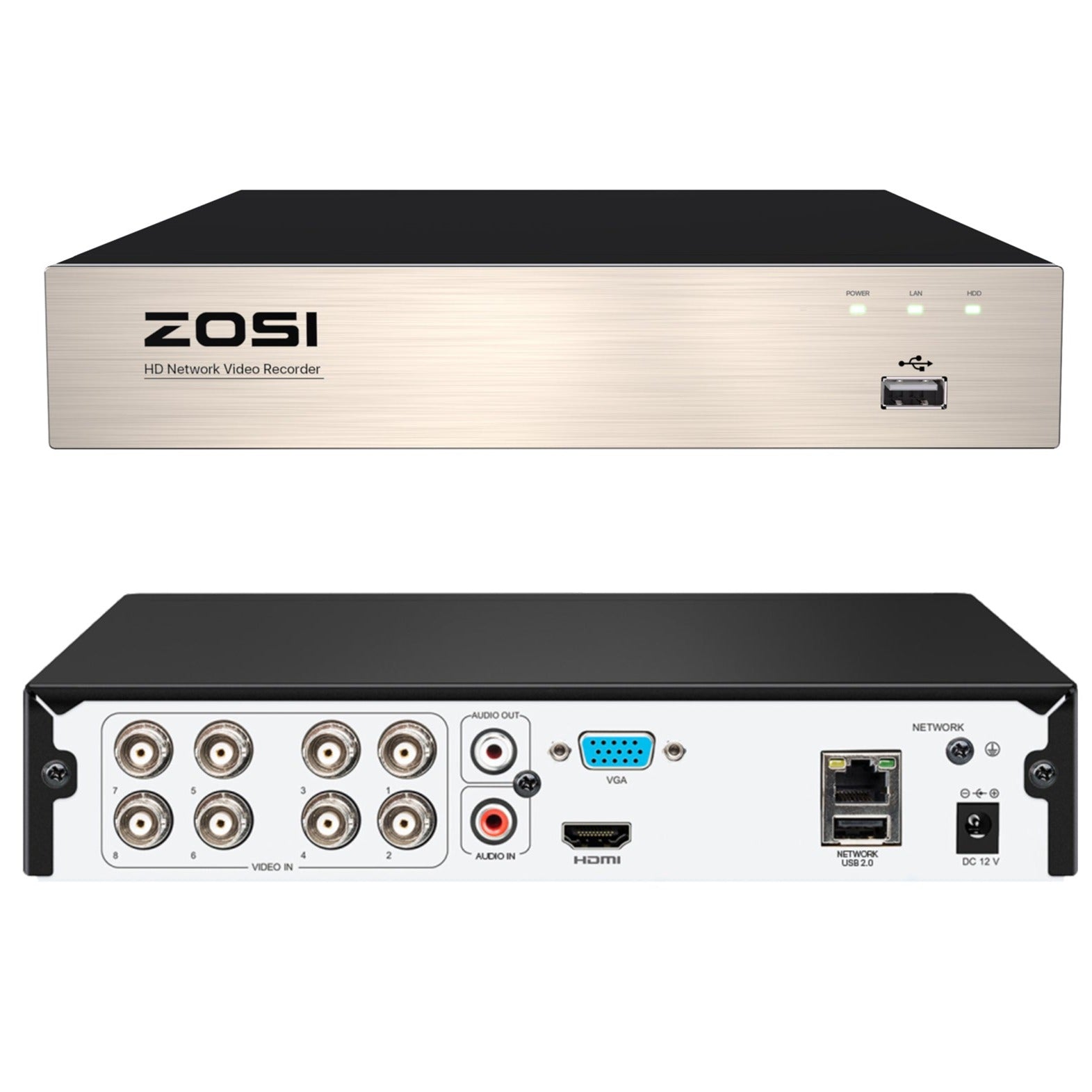 2MP 8CH Digital Video Recorder DVR For AHD/CVI/TVI/CVBS Cameras - ZOSI UK