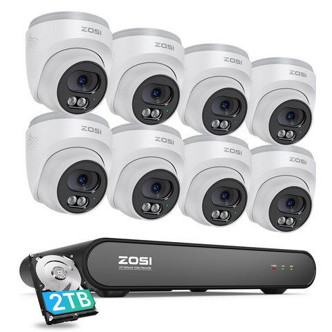 C220 4MP PoE Security Camera System + 5MP 8-Channel PoE NVR with 2TB Hard Drive